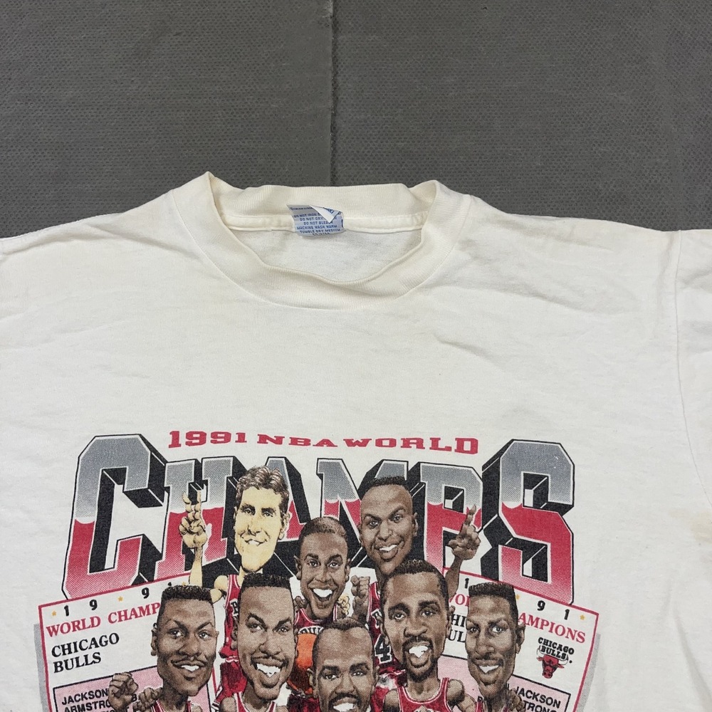 Vintage Chicago Bulls Shirt Mens Medium White NBA Basketball Champs Salem 90s - Picture 4 of 15